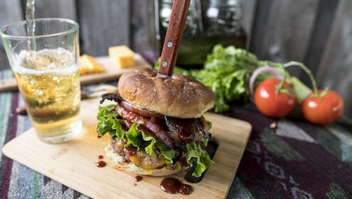 Caramelized Onion BBQ Bacon Burger