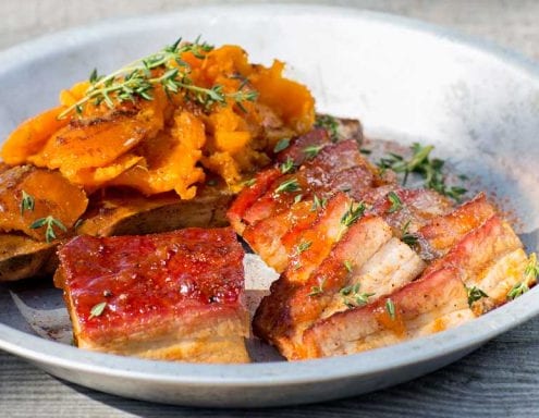 Glazed Pork Belly with Sweet Potato