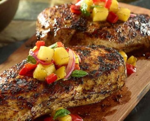 Plank Grilled Chicken with Fruit Salsa560