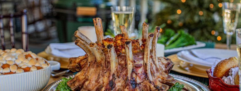 Pork Crown Roast on Christmas Table