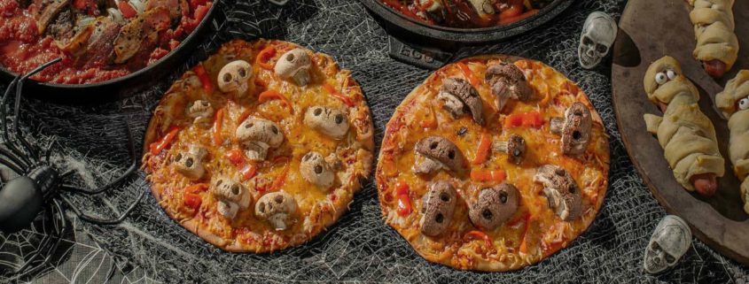 Spooky Mushroom Skull Pizza