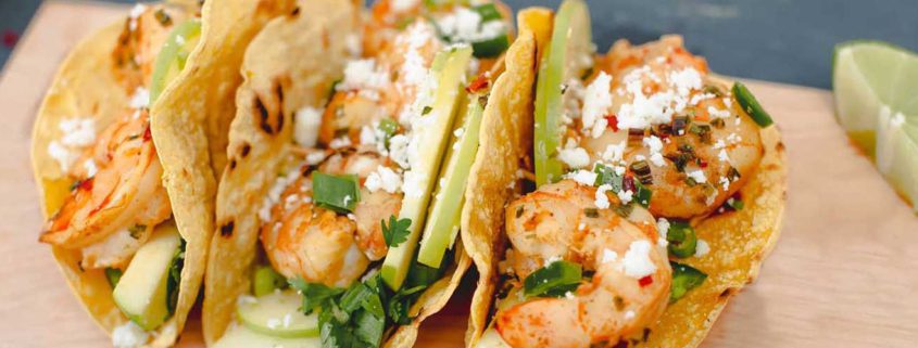 Alder-Planked Shrimp Tacos and Apple Salsa