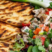 smoked Curried Chicken Salad with Grilled Naan Bread