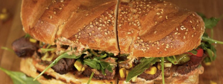 Cheesy Smoked Tri-Tip Sandwich